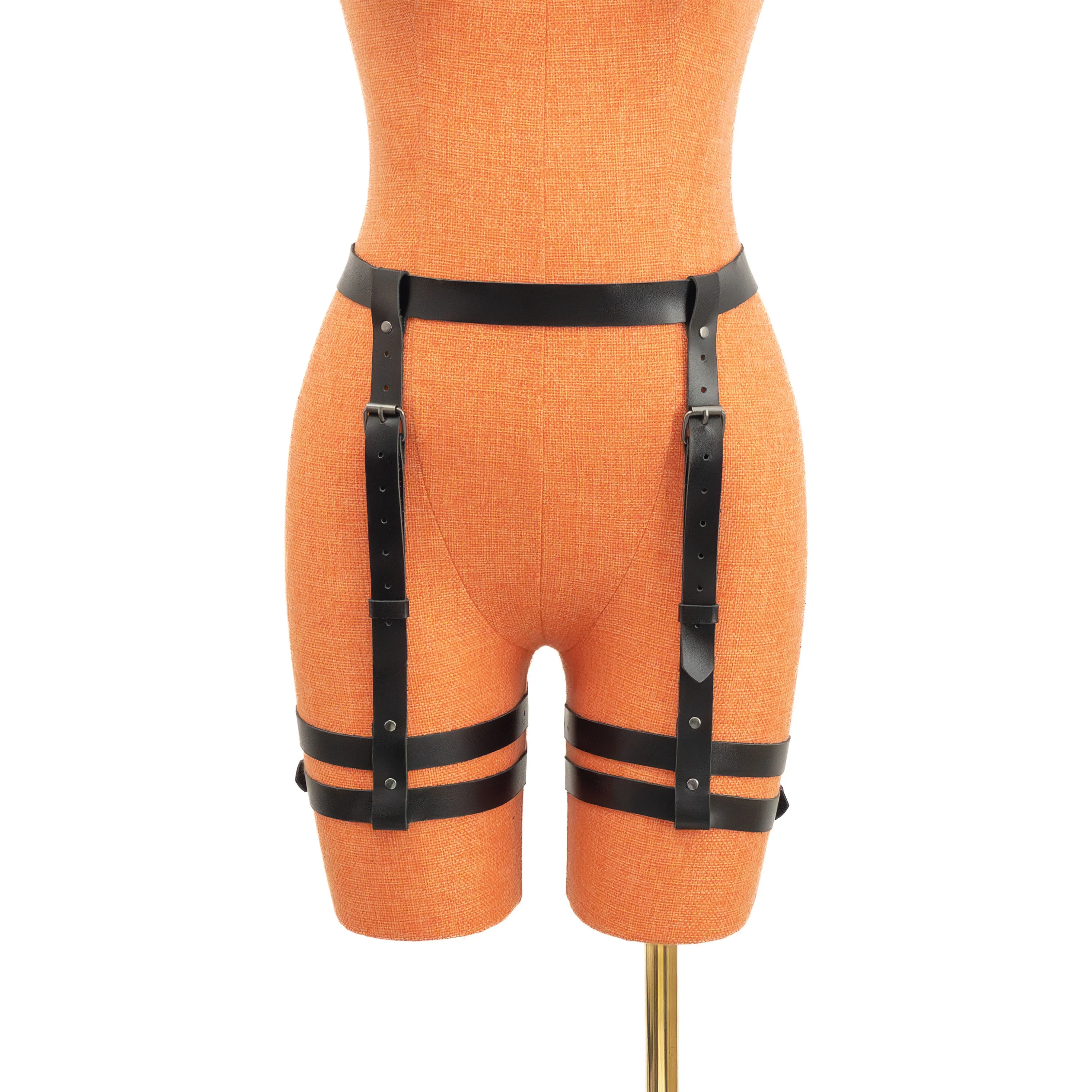 Double Thigh Strap Leather Garter Belt - Image 3
