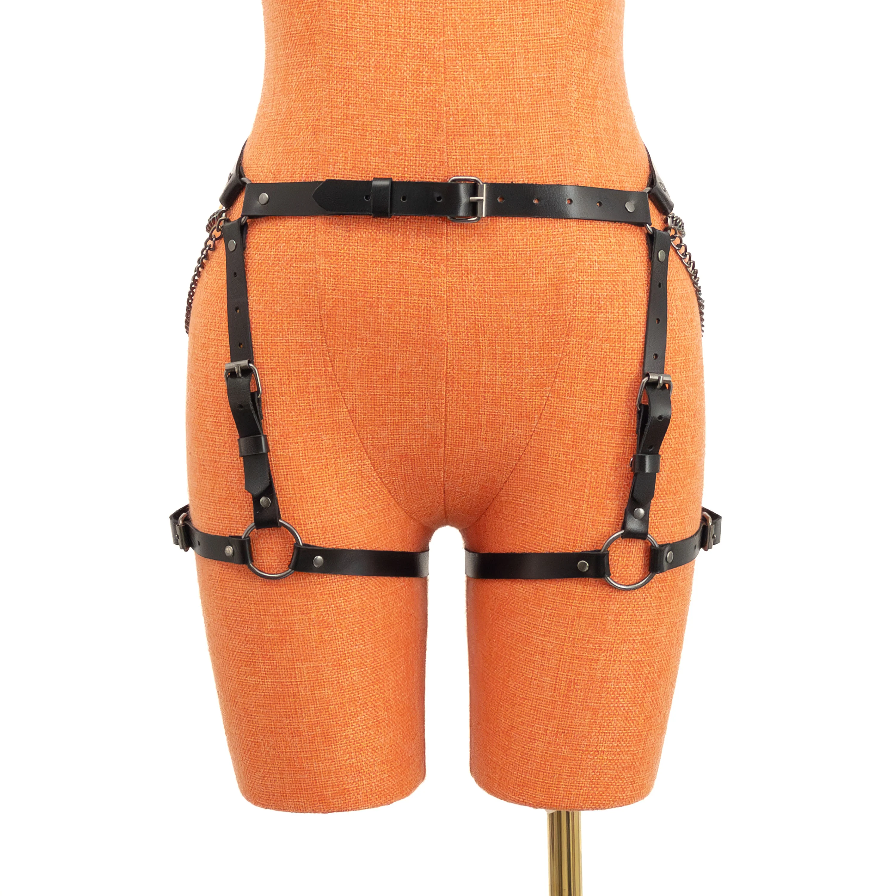 Minimal Leather Butt Garter with Chain Detail - Image 6