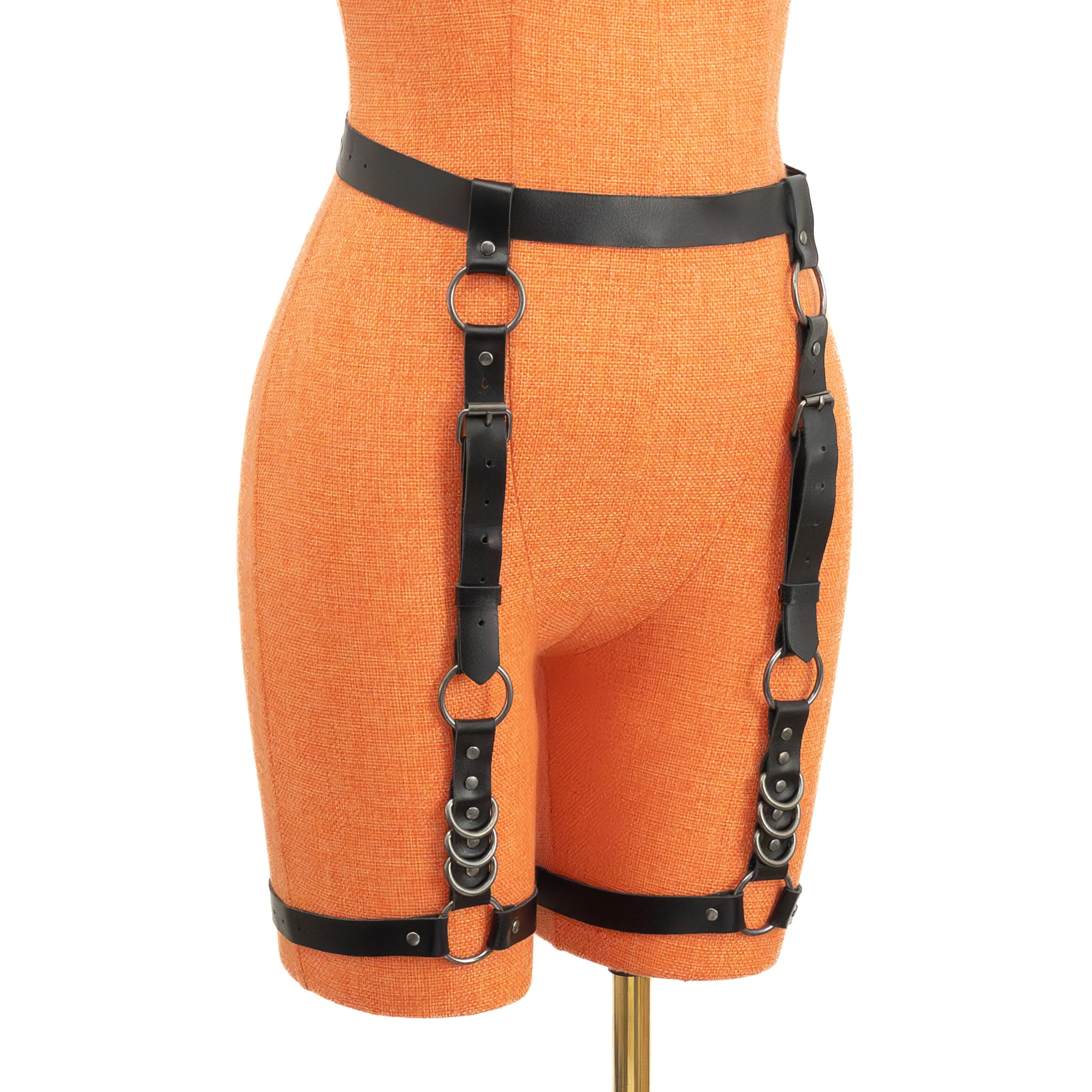 O-Ring Leather Garter Belt with D-Rings - Image 5