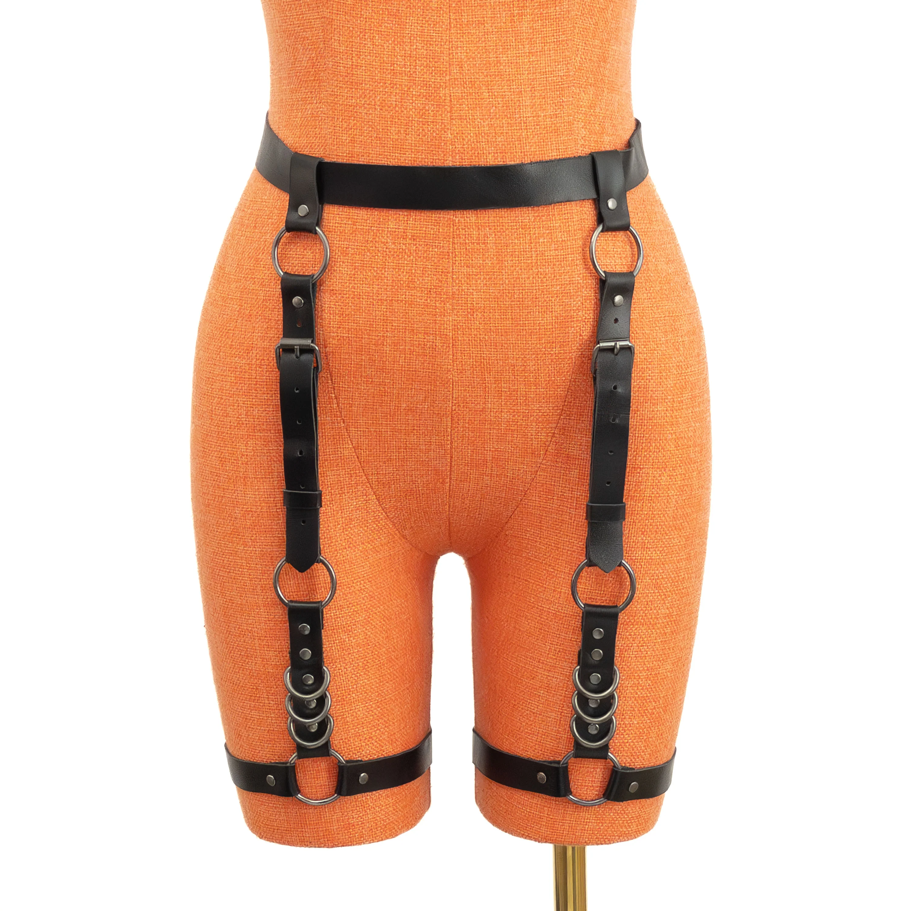 O-Ring Leather Garter Belt with D-Rings - Image 6